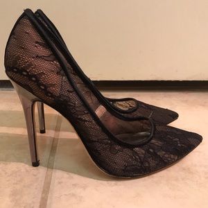 BCBGMaxAzaria Black Lace Heels